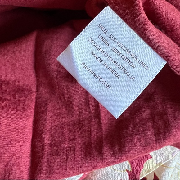 Posse Jordan Mini Dress in Red Mila Floral Linen - Sleeveless Boatneck - Small - Picture 6 of 7